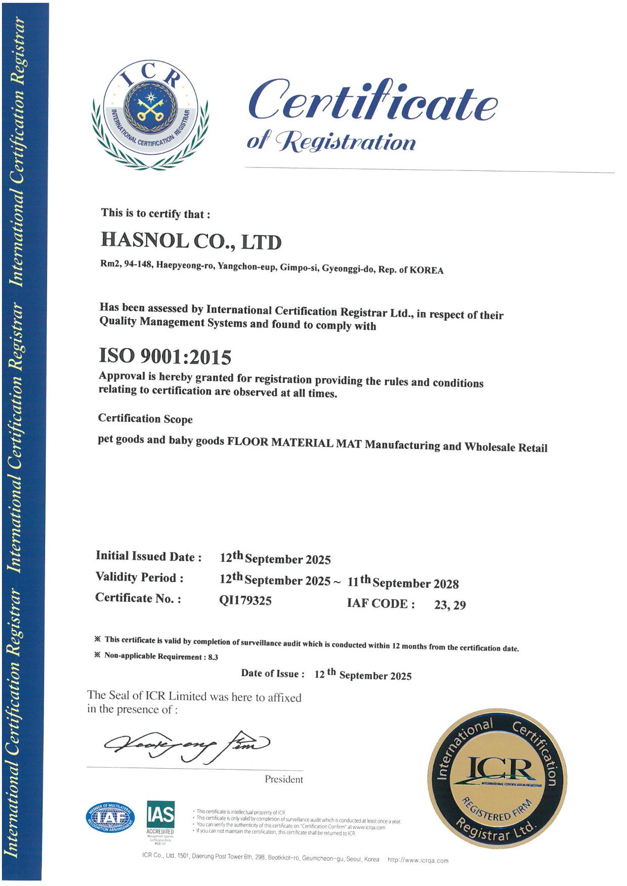 ISO cert